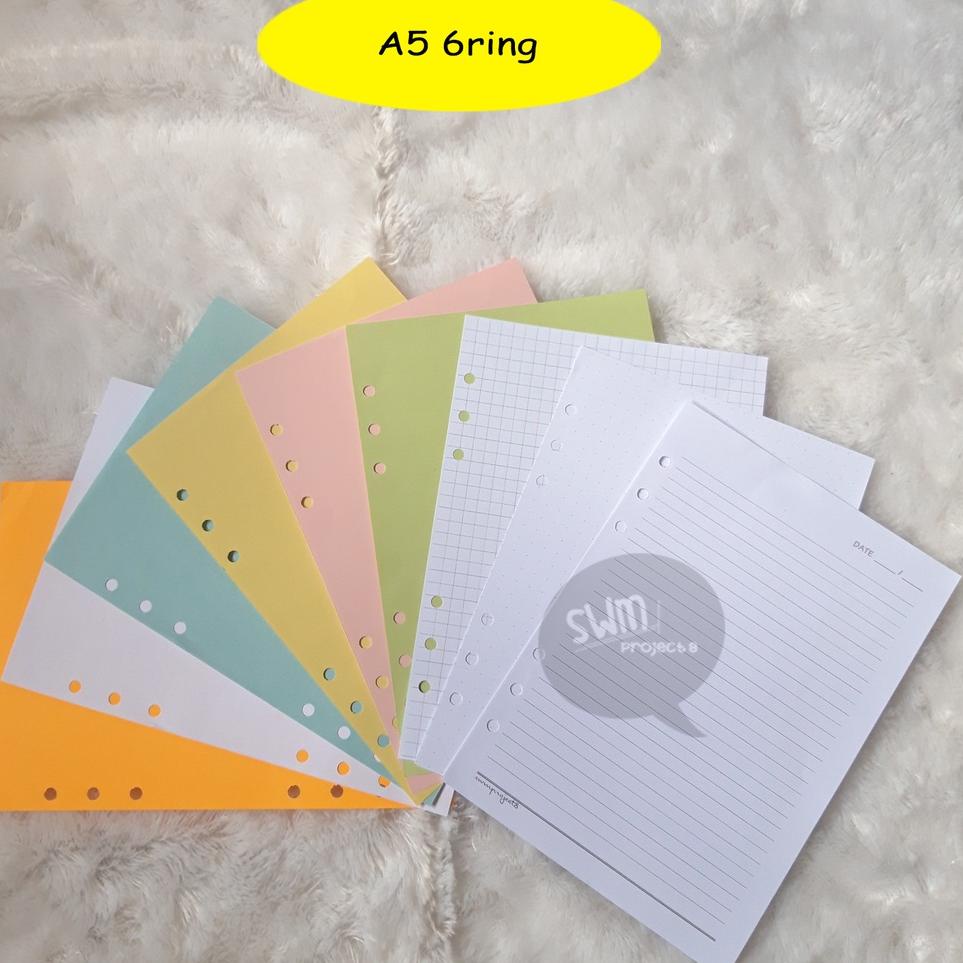 

FLQR A5 6ring - isi binder refill loose leaf kertas file filler color warna polos bergaris kotak titik [rl -757]