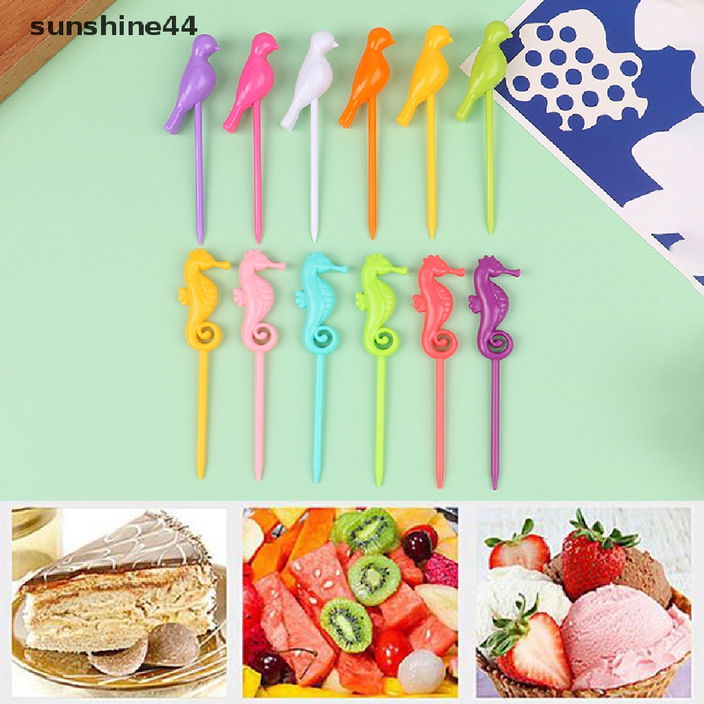 Sunshine 6Pcs Garpu Buah / Dessert / Kue Mini Desain Kartun Lucu Untuk Anak