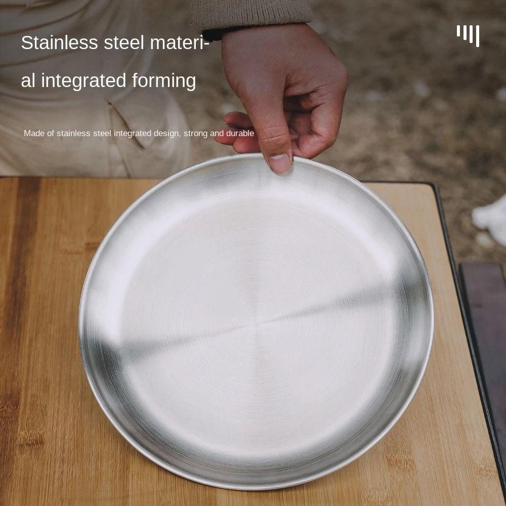 Lanfy Piring Camping Stainless Steel Wadah Makanan Peralatan Masak Berkemah Food Dish Aksesoris Masak Peralatan Makan