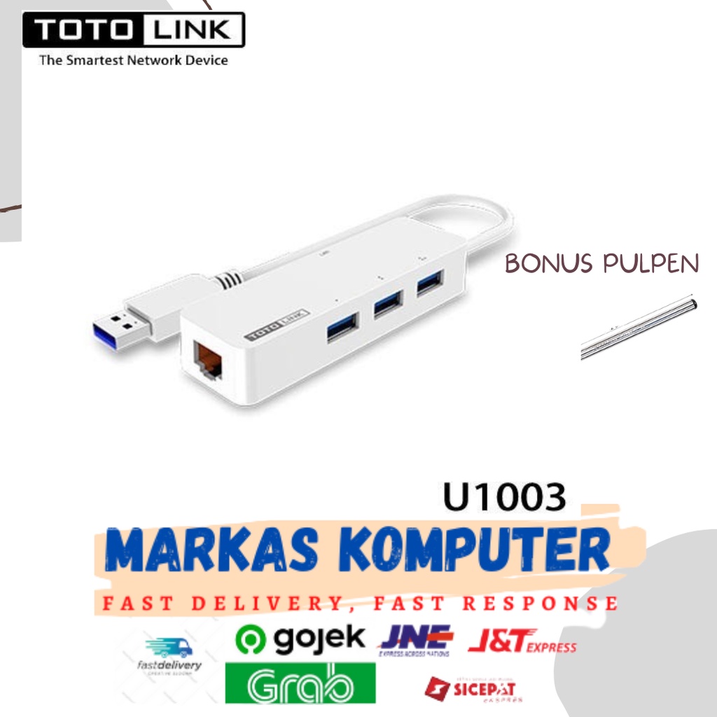 USB LAN Totolink U1003 USB 3.0 with 3-Port Hub and LAN Ethernet