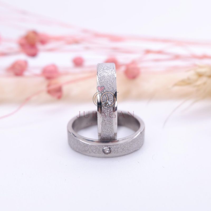 CINCIN TITANIUM PASIR POLOS EMAS PERMATA SILVER ANTI KARAT