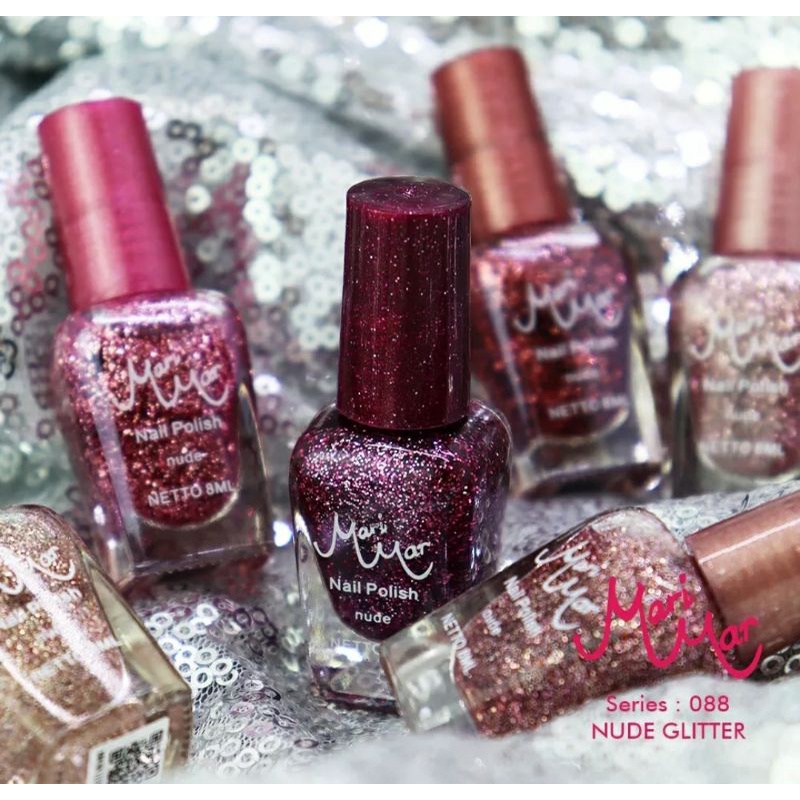 MARIMAR NAIL POLISH NUDE 8 ML - MARIMAR NAIL POLISH NUDE GLITTER - KUTEK MARIMAR GLITTER WARNA 1 BUA