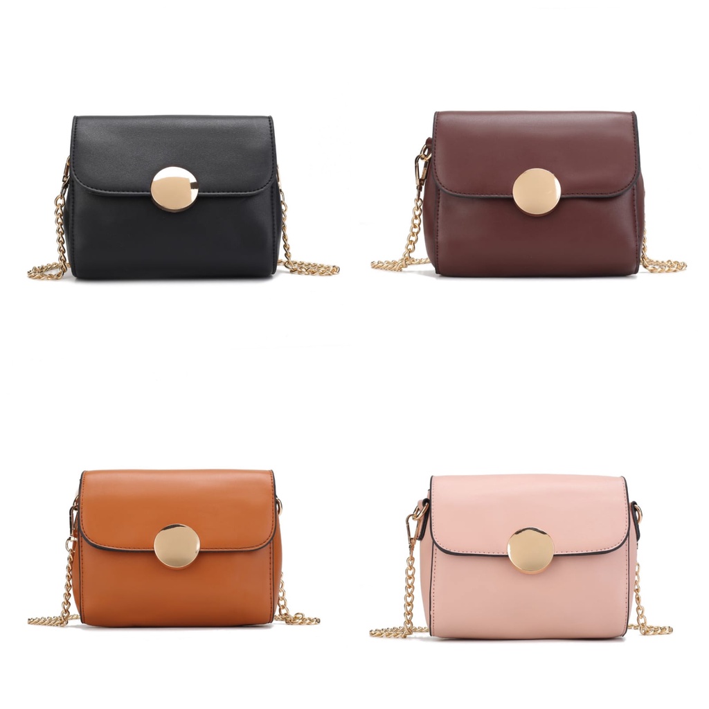 Tas Selempang Wanita Round Metal Buckle Square Bags #203