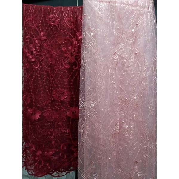 Kain Brokat/Brukat Timbul Tile Mutiara