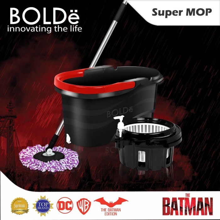BOLDe Super Mop BATMAN Edition Alat Pel Lantai Otomatis Kleaner Tornado Mop
