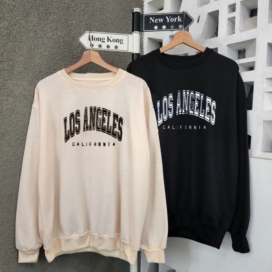 ZASKIYA - LOS ANGGELES SWEATER OBLONG CREWNECK OVERSIZE / SWEATER CREWNECK BASIC UNISEX