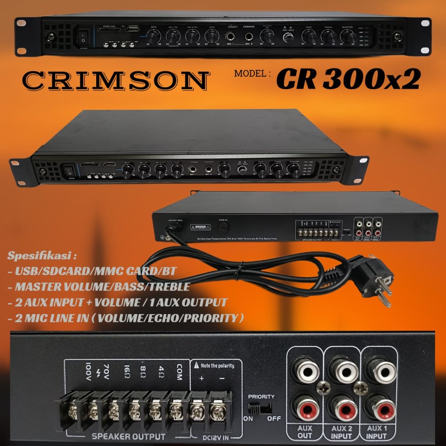 Power Amplifier Crimson CR 300X2 Bluetooth - USB