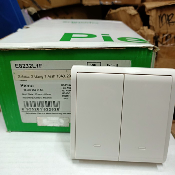 Saklar Double Pieno Putih E8232_L1F Schneider