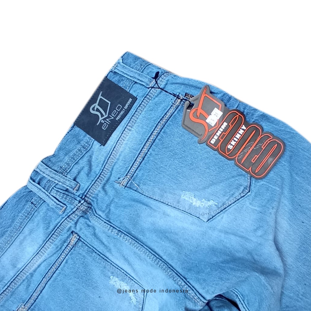 PROMO New Produk Broadshort denim Celana Jeans pendek riped tali original Pria terlaris-biru muda