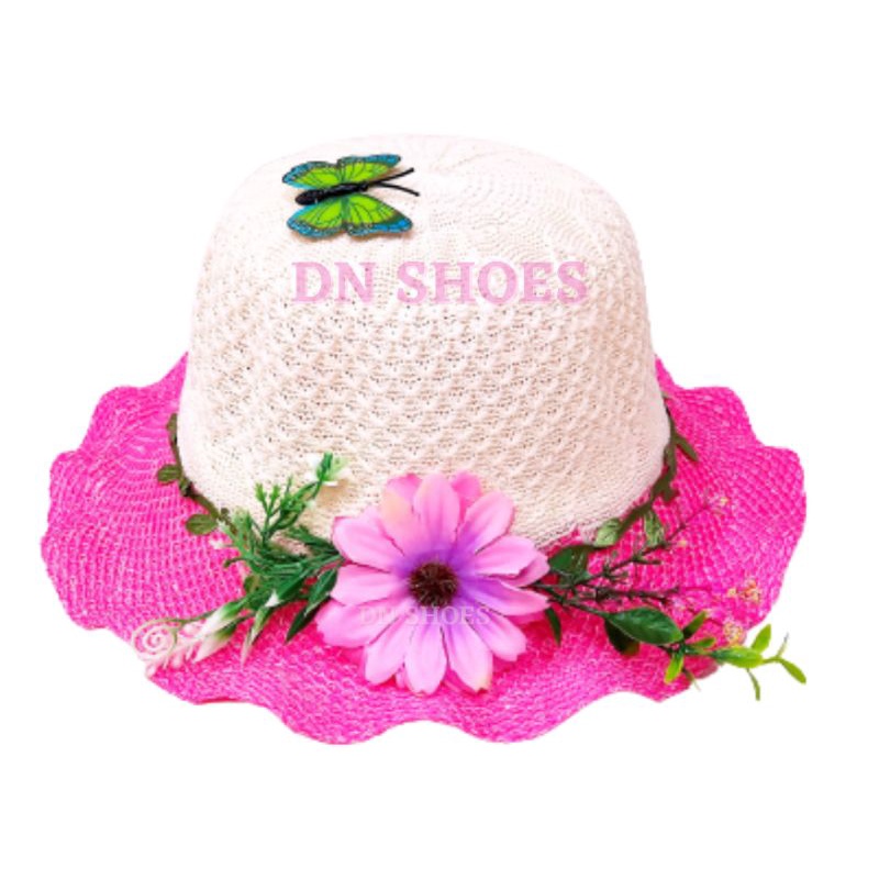 Topi anak perempuan topi pantai anak perempuan import motif bunga