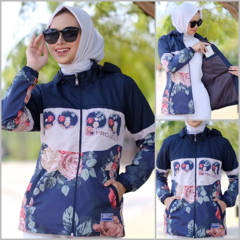 Jaket Parka Full Printing Waterproof/Anti Air | OOTD Jaket Parka Wanita/Cewek Kekinian Waterproof Terbaru Best Quality | Size M - XXL!