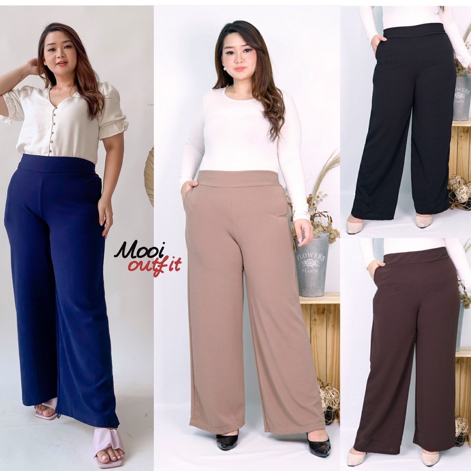 READY KULOT EXTRA JUMBO ~ PANJANG &amp; PENDEK / XL - 4XL fit BB 50 - 90kg ADA✔ Crepe Waffle TEBAL &amp; MELAR celana panjang wanita/kasual ootd/big size XXXL/