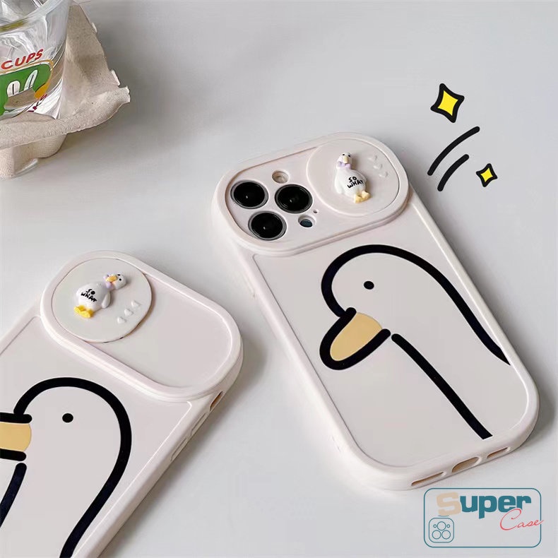 Soft Case TPU Motif Kartun Bebek 3D Untuk iPhone 11 XR 7 8 Plus 7Plus 8Plus 11 12 13 Pro MAX X XS MAX