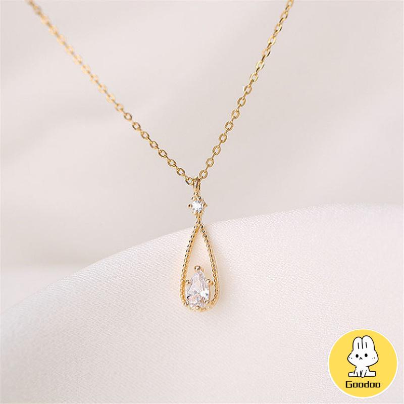 Fashion Indah Water Drop Zircon Kalung Wanita Sederhana Temperamen Rantai Klavikula -Doo