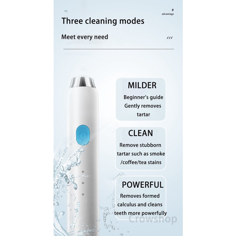 Pembersih Karang Gigi Sikat Gigi Elektrik 2In1 Dental Scaling Sonic Elektrik 3 Modes Perawatan USB Toothbrush Tooth Cleaner Whiten Teeth Tartar Remove Tool