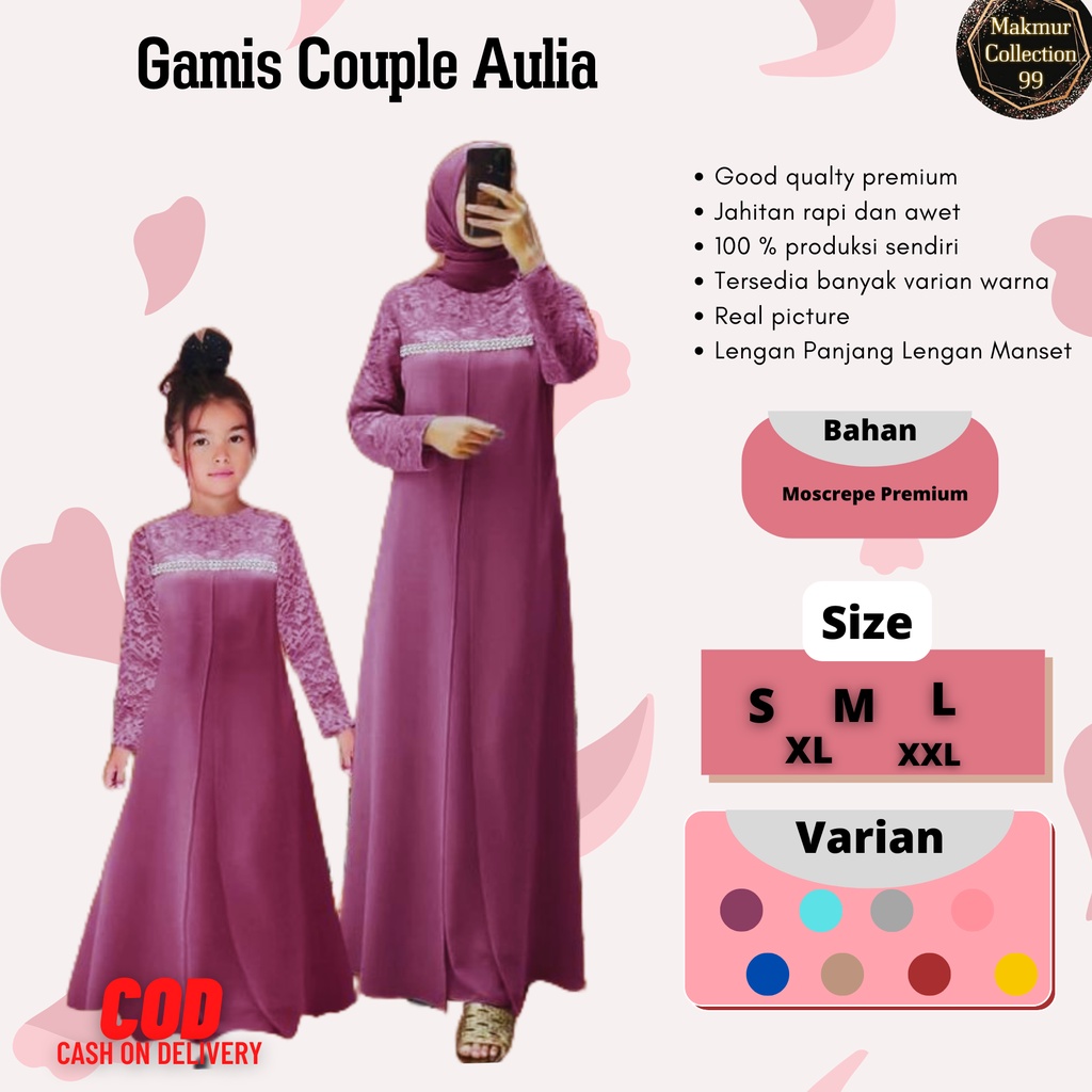 Gamis Terbaru Couple Kondangan Pasangan Ibu Dan Anak Maxi Couple Aulia Matt Moscrepe Good qualty premium