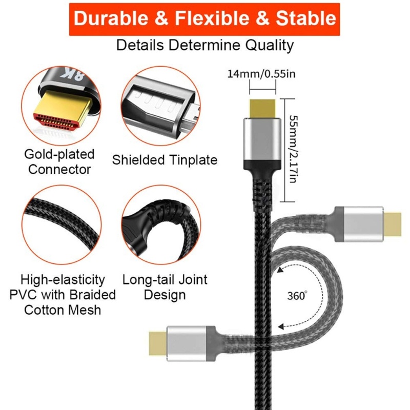 Vivi 8K High Speed 2 1kabel 8K 60Hz 4K 120Hz Untuk Ultra Experience Ethernet ARC HDCP Yang Mempesona