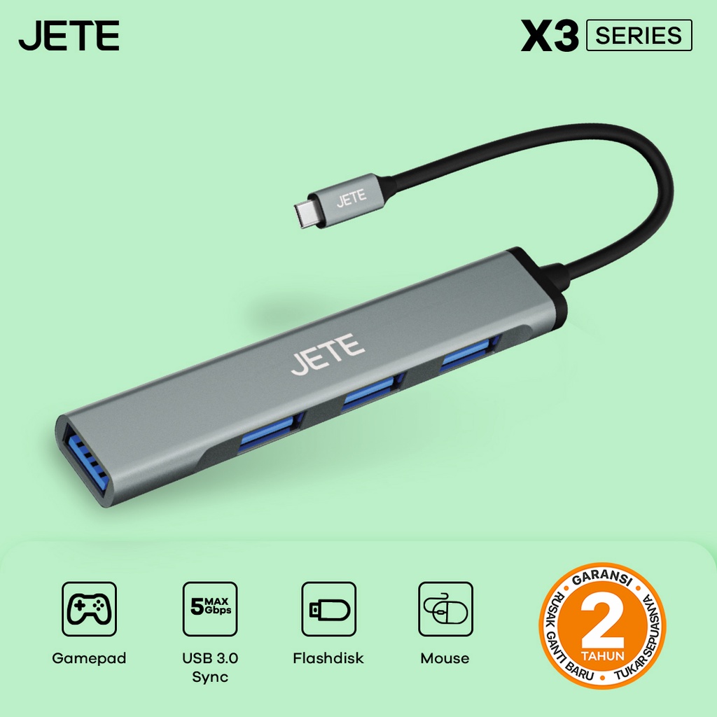 USB Hub Type C 4in1 JETE X3 Conveter Tipe c 4 In 1 - Konverter USB Hub Garansi 2 tahun