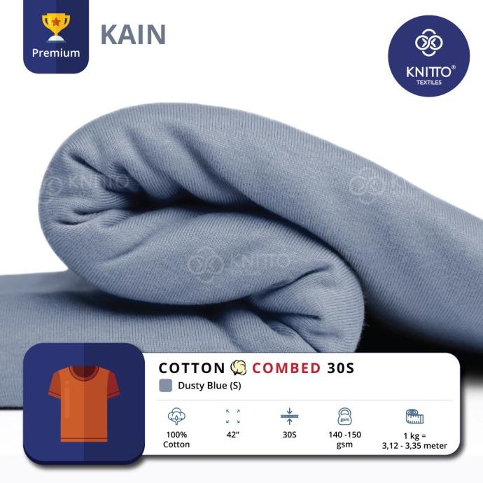 KAIN COTTON COMBED 30S DUSTY BLUE (BAHAN KAOS)