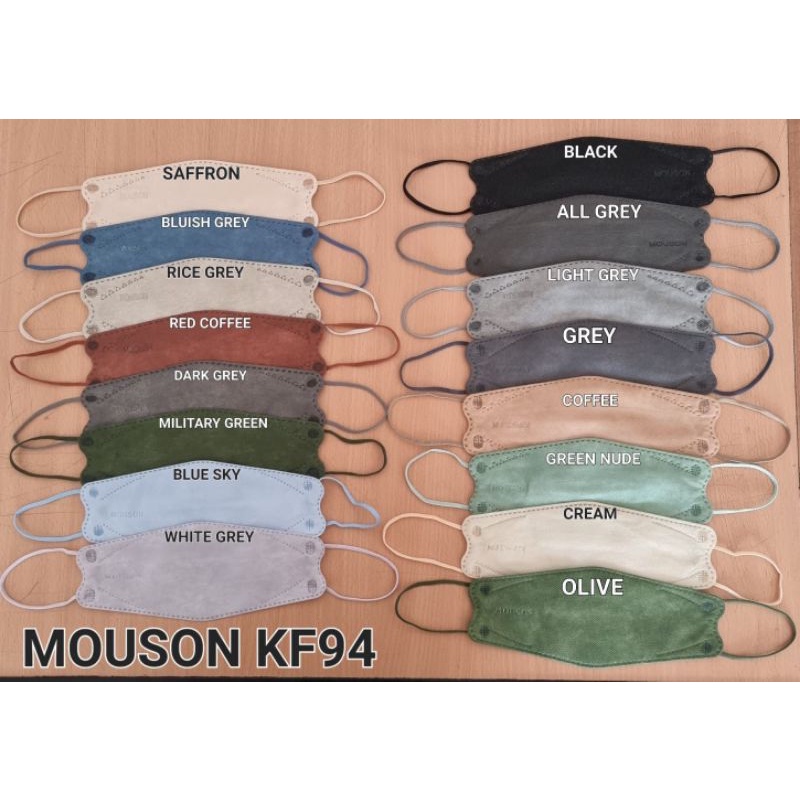 KF94 MASKER FACEMASK MOUSON / CAREION / ONCARE 4PLY ISI 10 PCS WARNA HITAM - PUTIH-1