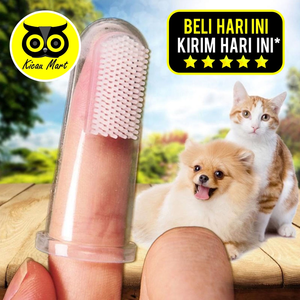 Sikat Gigi Kucing Anjing Sikat Jari Silikon Pembersih Gigi Penghilang Bau Mulut Kucing Anjing Hewan Pet Finger Rubber Toothbrush Cat Dog Grooming