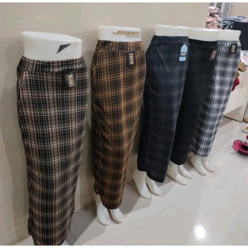 span tartan long skirt rok panjang span / rok span tartan / rok shirt / rok span maxi motif