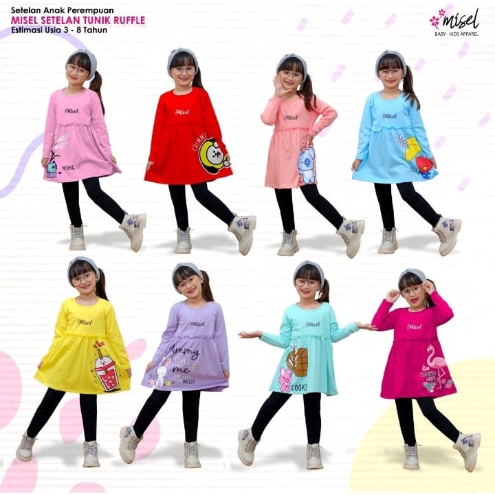 Misel Ruffle Set Tunik Anak usia 3 - 6 Tahun