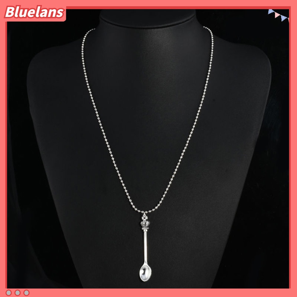 Bluelans Fashion Crown Mini Tea Spoon Alloy Pendant Chain Necklace Women Jewelry Gift