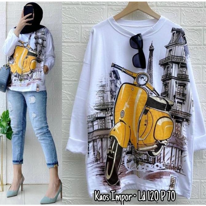 Kaos Jumbo Oversize wanita/kaos vespa oversize/atasan jumbo wanita Termurah
