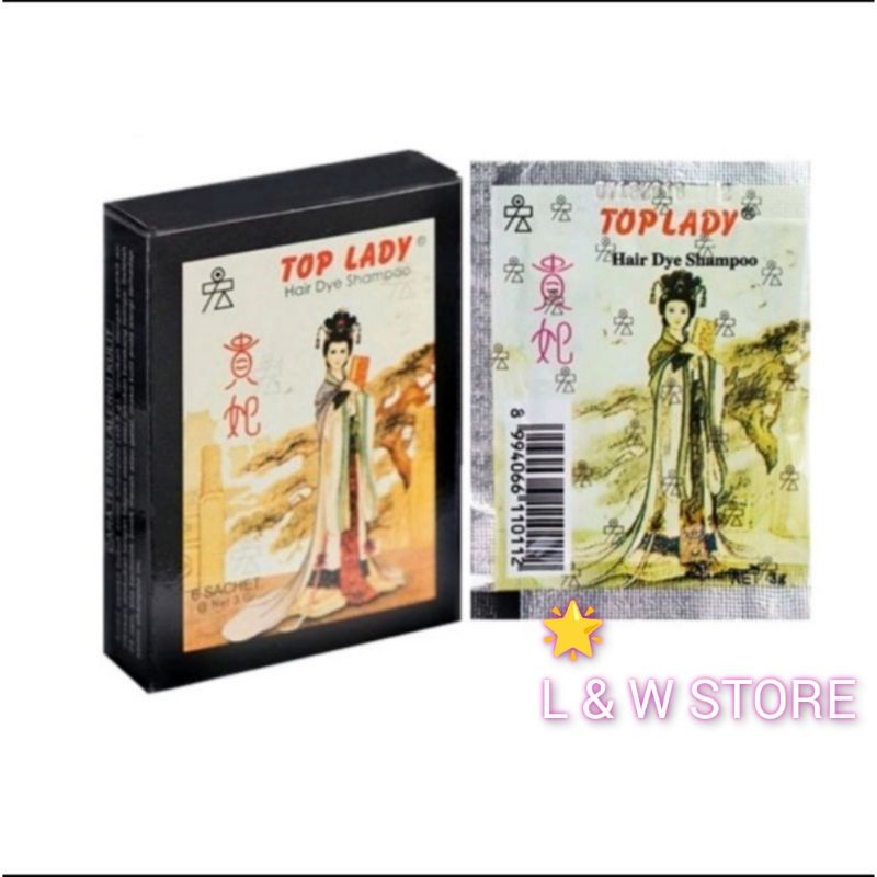 Top Lady Hair Dye Shampoo Black/Hitam semir Rambut/Cat Rambut Black