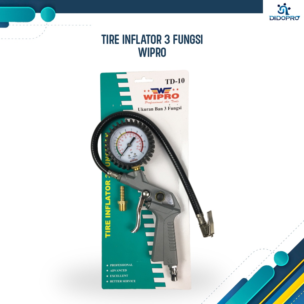 Pengisi Angin Ban Plus Meteran / Tire Inflator 3 Function WIPRO TD-10