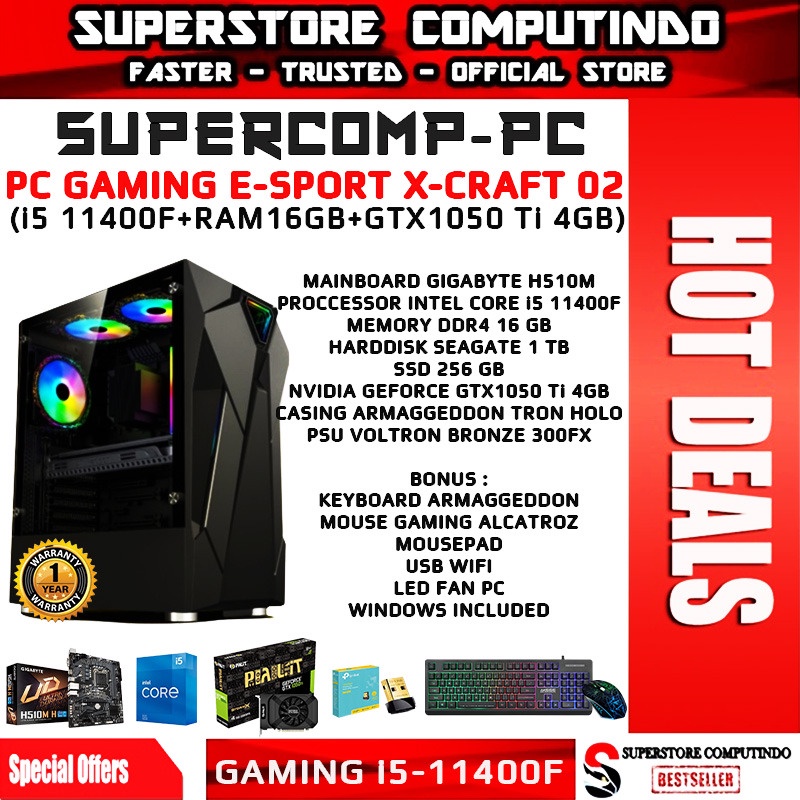 PC Rakitan Gaming E-Sport Core i5 Gen 11 -RAM 16GB - X-CRAFT 02 Series