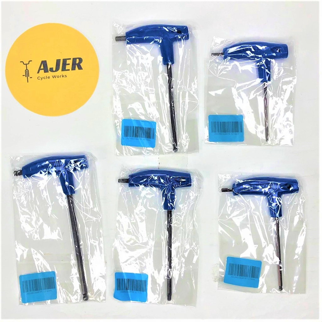 Kunci L gagang T ballpoint Allen hex key 3/4/5/6 mm T25 torx bintang bike tools sepeda