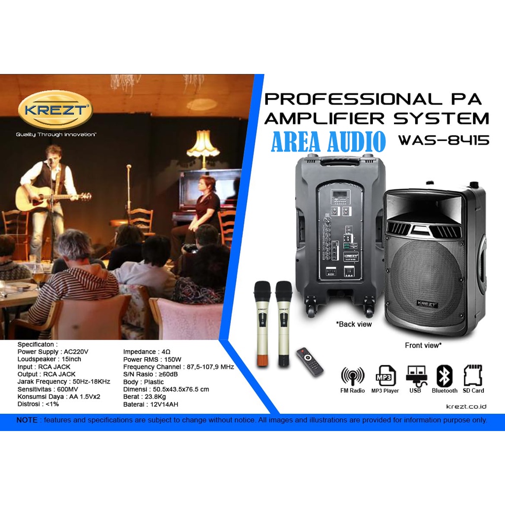 BLUETOOTH SOUND SYSTEM AMPIFIER - KREZT WAS-8415