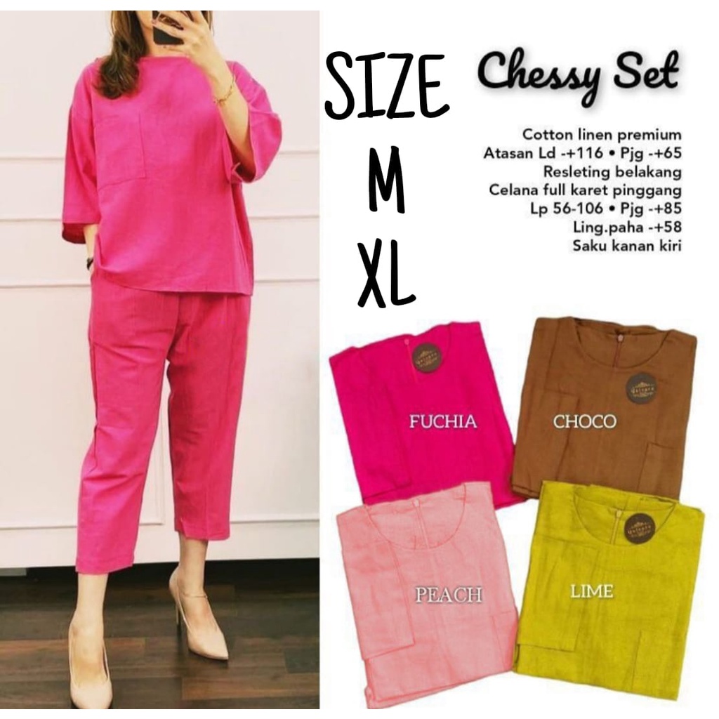 CHESSY SETELAN WANITA DEWASA BAHAN CATTON LINEN PREMIUM RESLETING BELAKANG / BAJU CASUAL CEWEK POLOS / FASHION CANTIK KEKINIAN / SET KATUN IMPORT TERBARU 2022 / OUTFIT VINTAGE