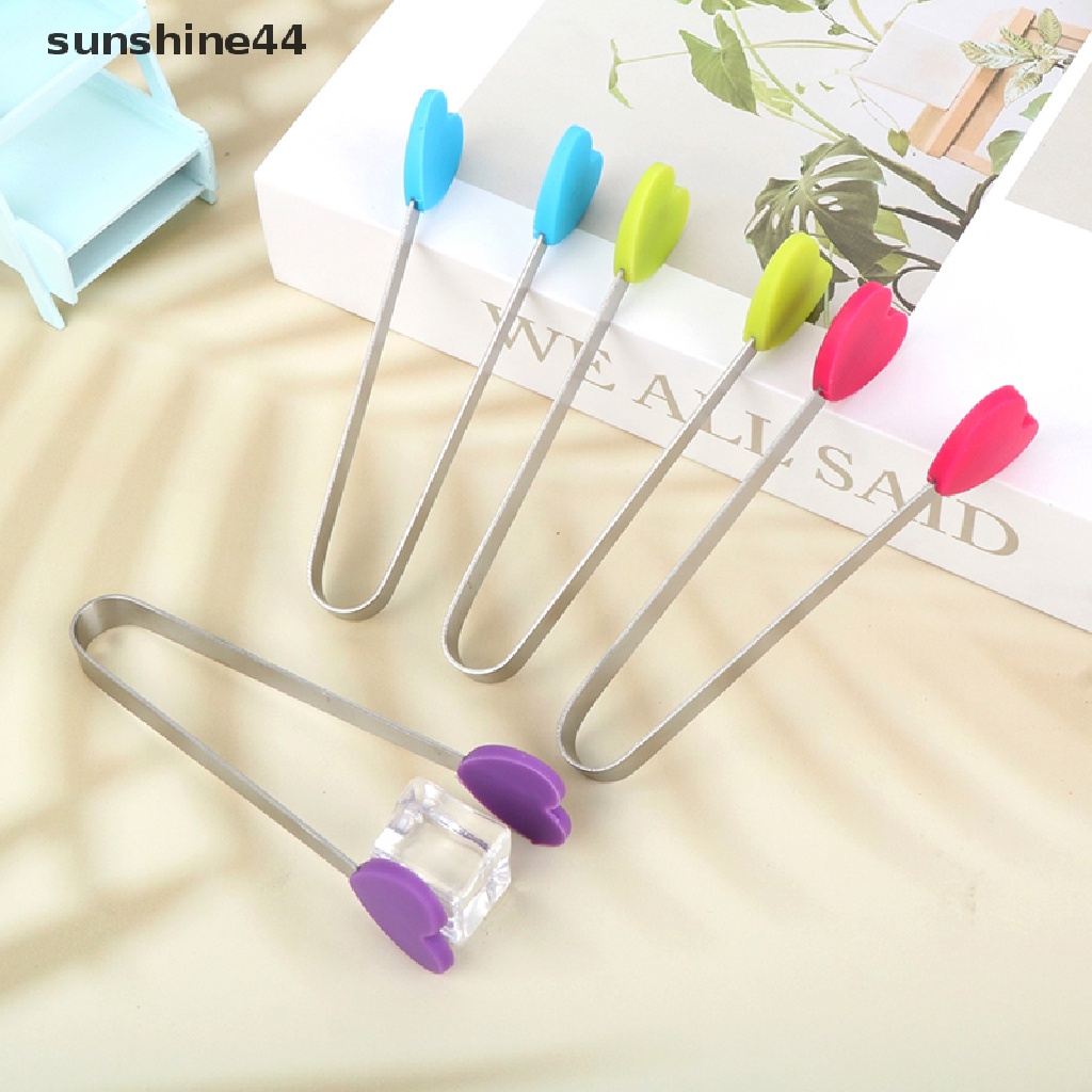 Sunshine 1Pc Penjepit Makanan Bentuk Hati Bahan Stainless Steel + Silikon Anti slip