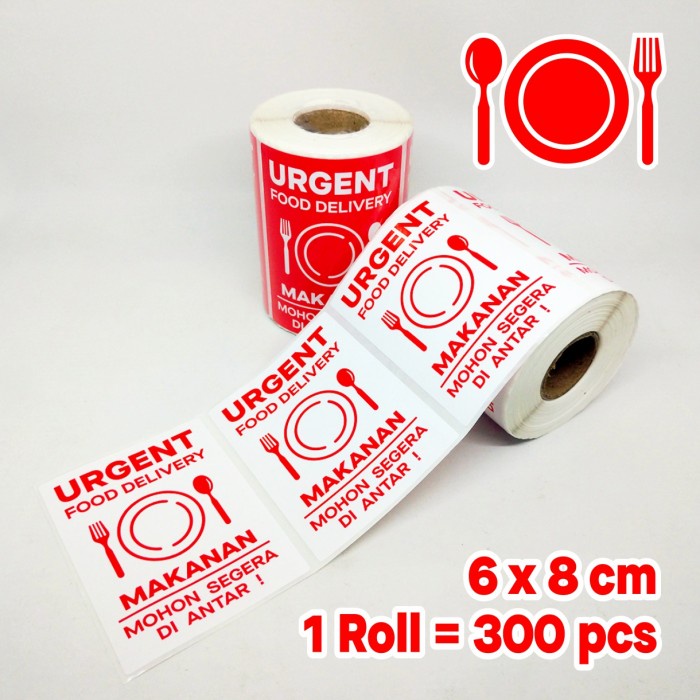

Codes0X-73 Stiker Label Urgent Food Delivery Pengiriman Makanan 1 Roll/300 Pcs