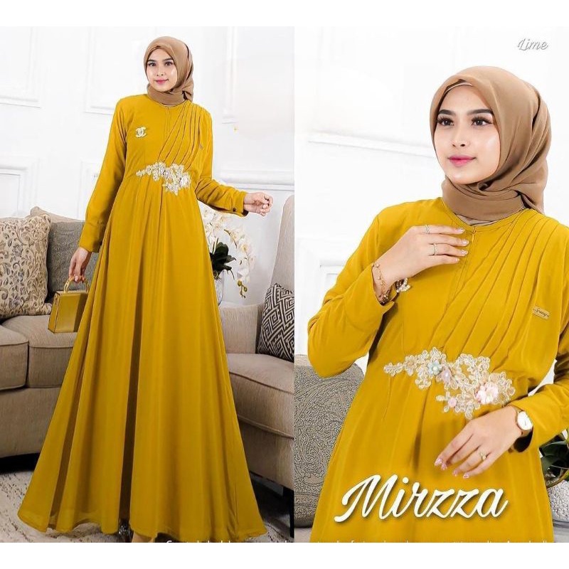 Mirzza Dress Gamis kondangan mewah aplikasi renda Gaun kondangan gamis pesta terbaru 2022