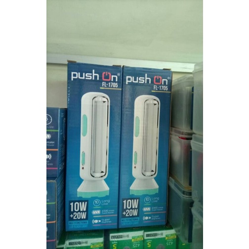 Lampu emergency Push On FL-1705Spesifikasi :*Jenis : Senter EL*Jenis lampu : LED*Cahaya : Putih*