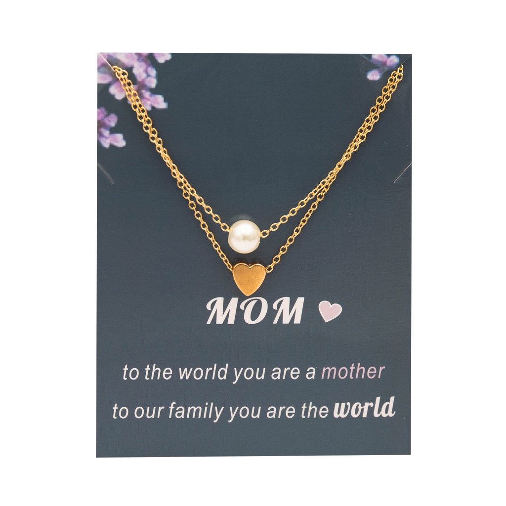 Kalung Liontin Mutiara Berlian Model Double Layer Untuk Hari Ibu