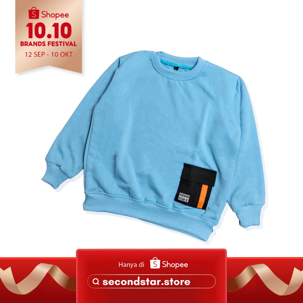 Second star sweater anak crewneck anak laki laki perempuan unisex warna biru