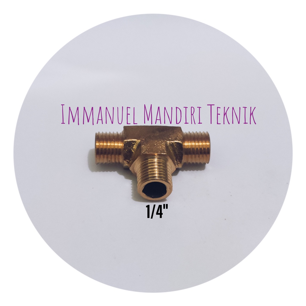 Tee Drat Luar 1/4 Kuningan / Sambungan T Drat Luar 1/4 Kuningan