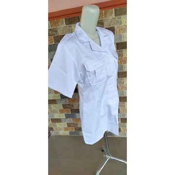 Seragam jumbo PUTIH ASN Cewek krah rebah pendek terbaru standart SK JUMBO pendek