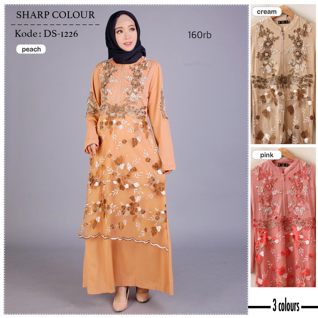 Model Baju Gamis Renda Brokat Cantik Terbaru Grosir -DS1226