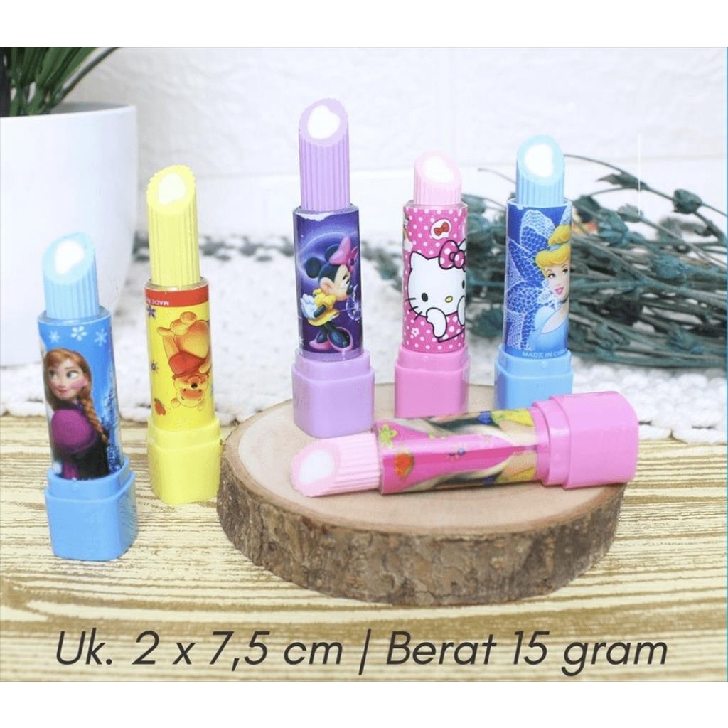 YA 916. Penghapus Pensil Karakter Lipstik Stip Lipstick Eraser Pen Alat Tulis Sekolah Lucu