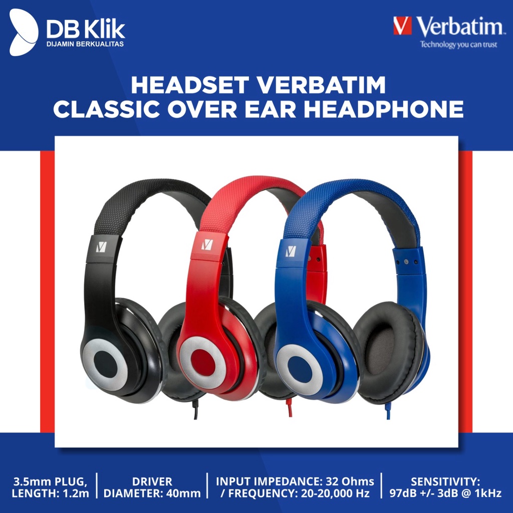 Headset Verbatim Classic Over Ear Headphone With Mic - Verbatim 65068