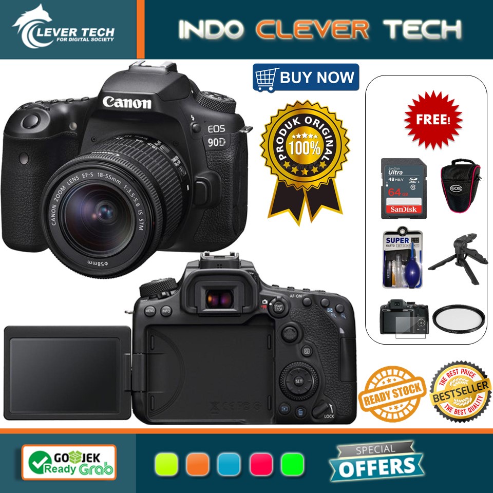 Kamera Canon EOS 90D Kit 18-55mm is STM - Paket Lengkap