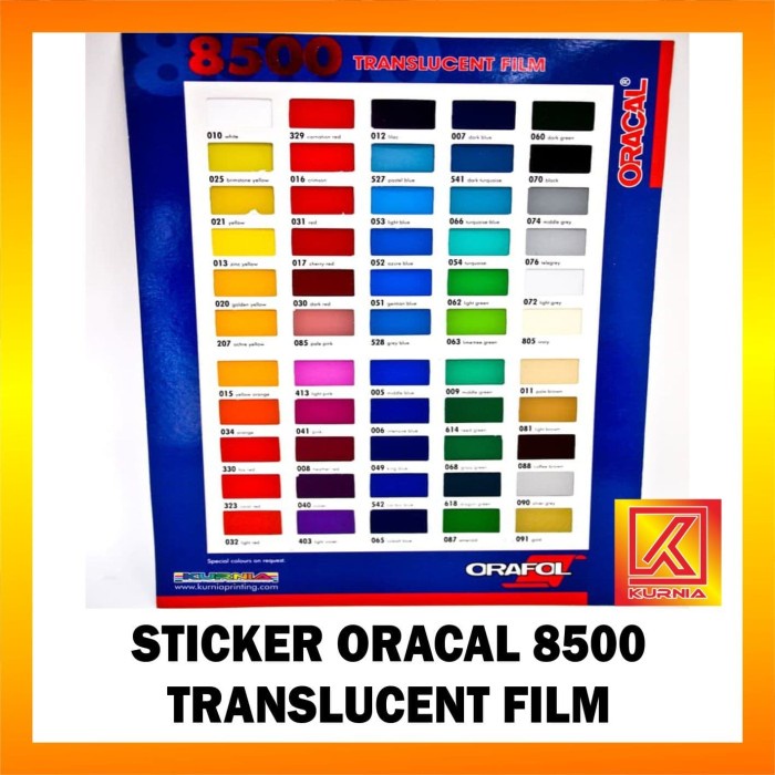 

Limited Stiker Oracal 8500 Translucent Film