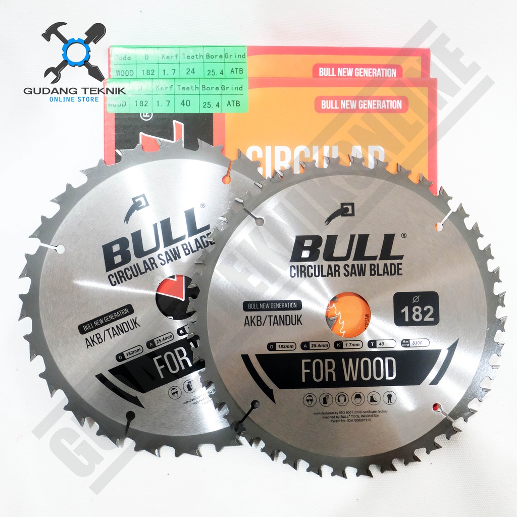 Mata Pisau Kayu Circular Saw TANDUK BULL 7&quot; 182mm 24T 40T / Mata Gergaji Circle 7 Inch 182x24T 40T - Circular Saw Blade