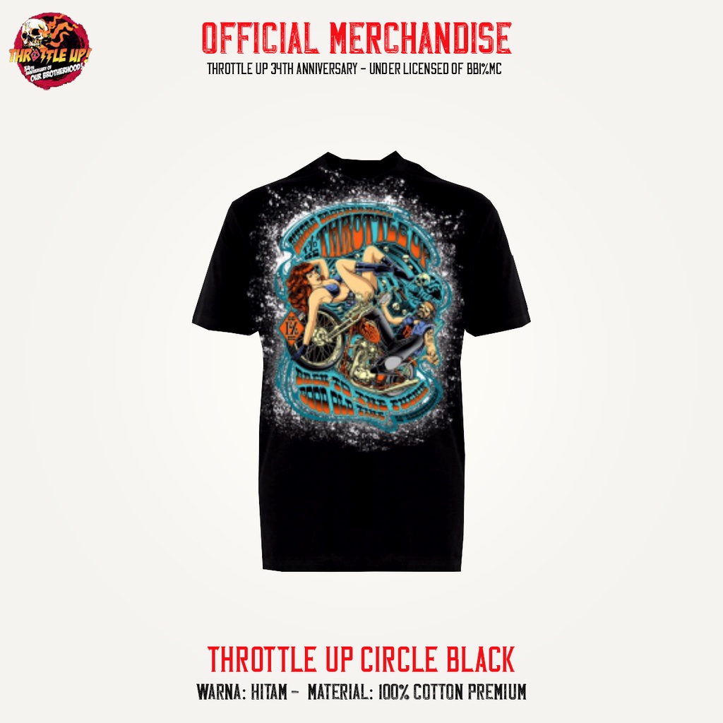 Kaos Bikers Brotherhood 1% MC 34th Chopper Girl Lengan pendek Hitam Cotton Official Original Keren